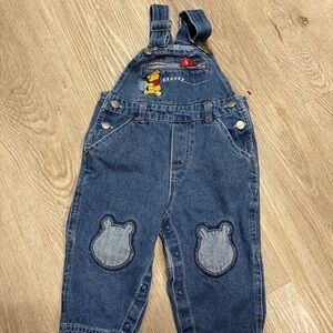 Disney Vintage Jean Denim Overalls Winnie the Pooh 100% Cotton Embroidered 18m